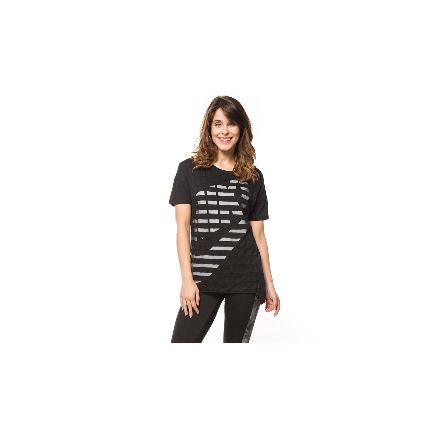Koszulka damska NIKE T-SHIRT TEE-STRIPE 726080010 kolor czarny
