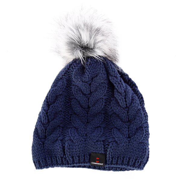 Czapka zimowa damska CONFRONT CZAPKA Z PATROL BLUE KNIT POMPOM cf33cad08 kolor granatowy