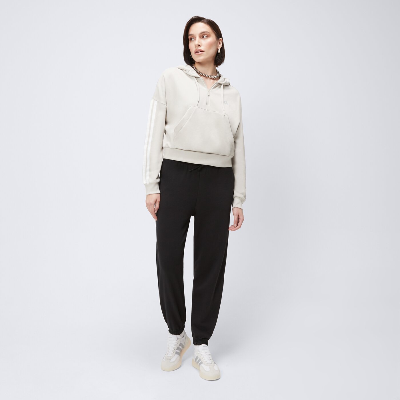 Bluza damska ADIDAS BLUZA Z KAPTUREM W 3S FT QZ HD jn1958 kolor beżowy