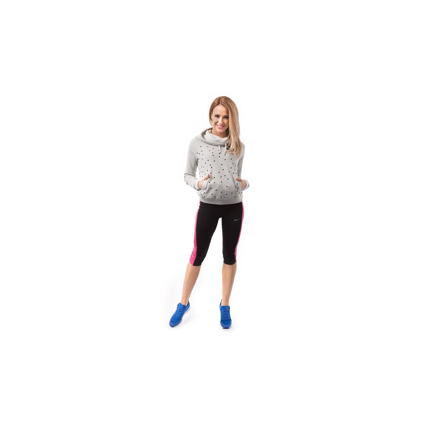 Bluza damska NIKE BLUZA RALLY FUNNEL NK HOODY-AOP 668930050 kolor szary