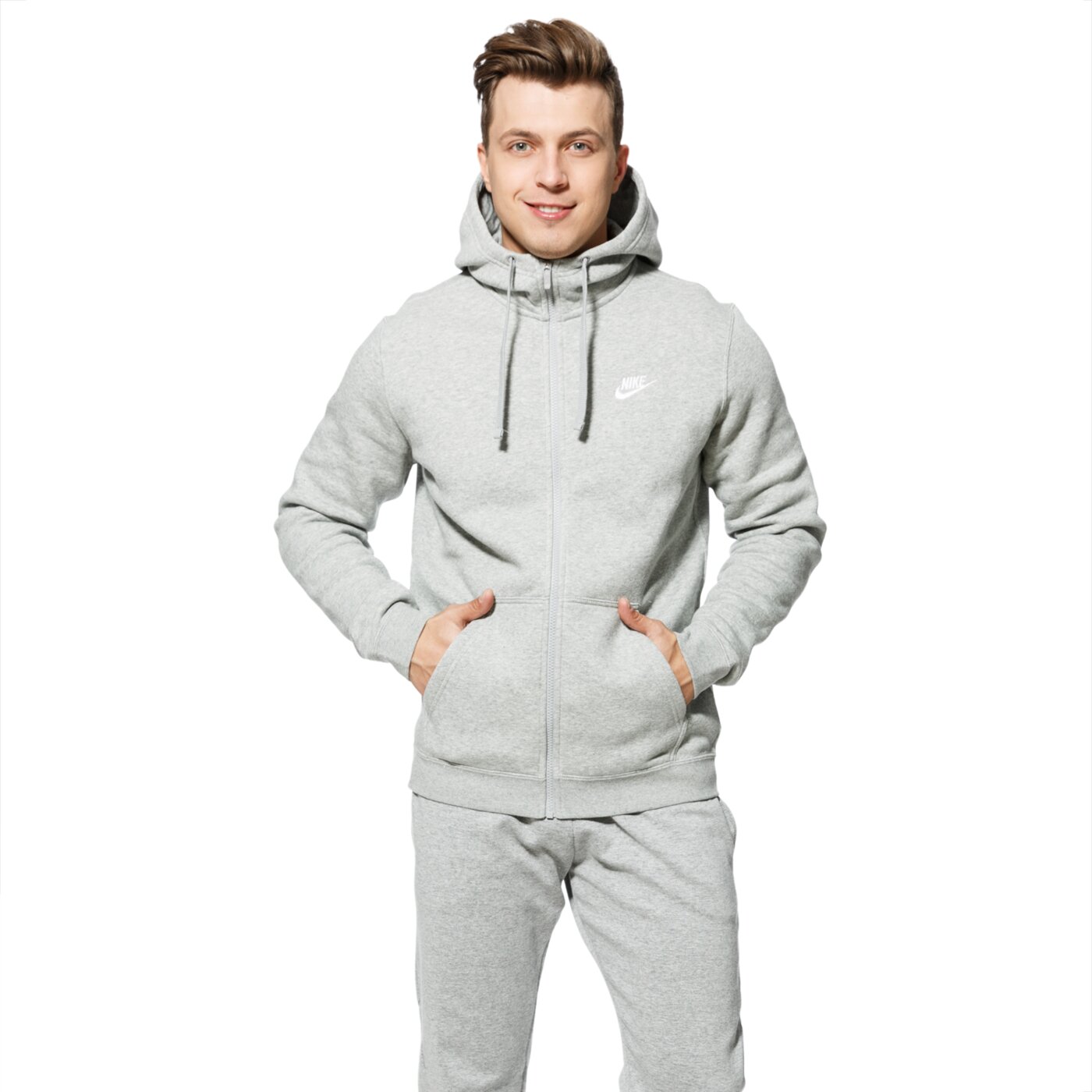 Bluza męska NIKE BLUZA M NSW HOODIE FZ FLC CLUB 804389063 kolor szary