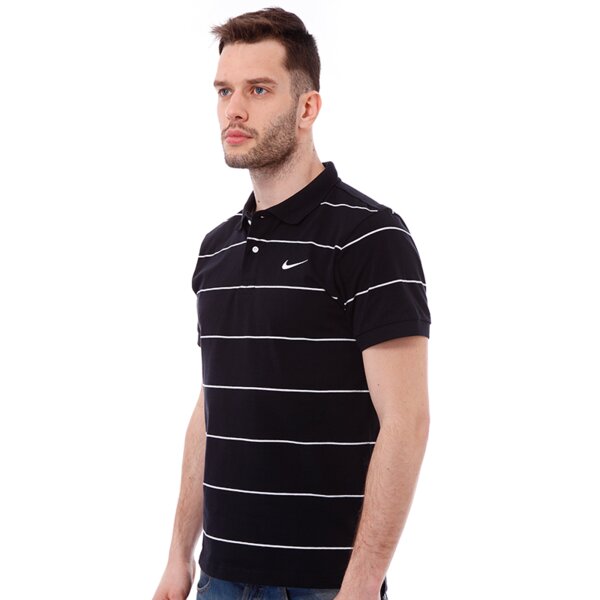 Koszulka polo męska NIKE POLO STRIPE JERSEY POLO 521559010 kolor czarny