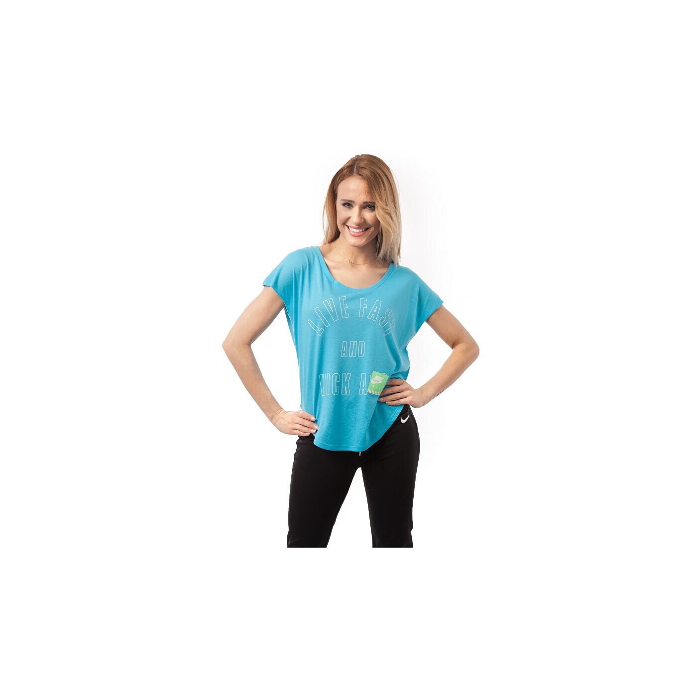 Koszulka damska NIKE T-SHIRT TEE-LIVE FAST 644491401 kolor niebieski