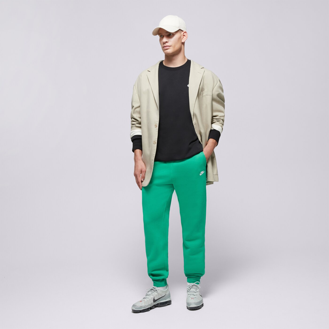 Spodnie dresowe męskie NIKE SPODNIE M NK CLUB BB JOGGER fn3787-324 kolor zielony