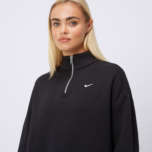 Damskie Ubrania Bluzy Damskie NIKE BLUZA W NSW FLC QZ GLS GYM LIFE FZ4633-010 kolor CZARNY